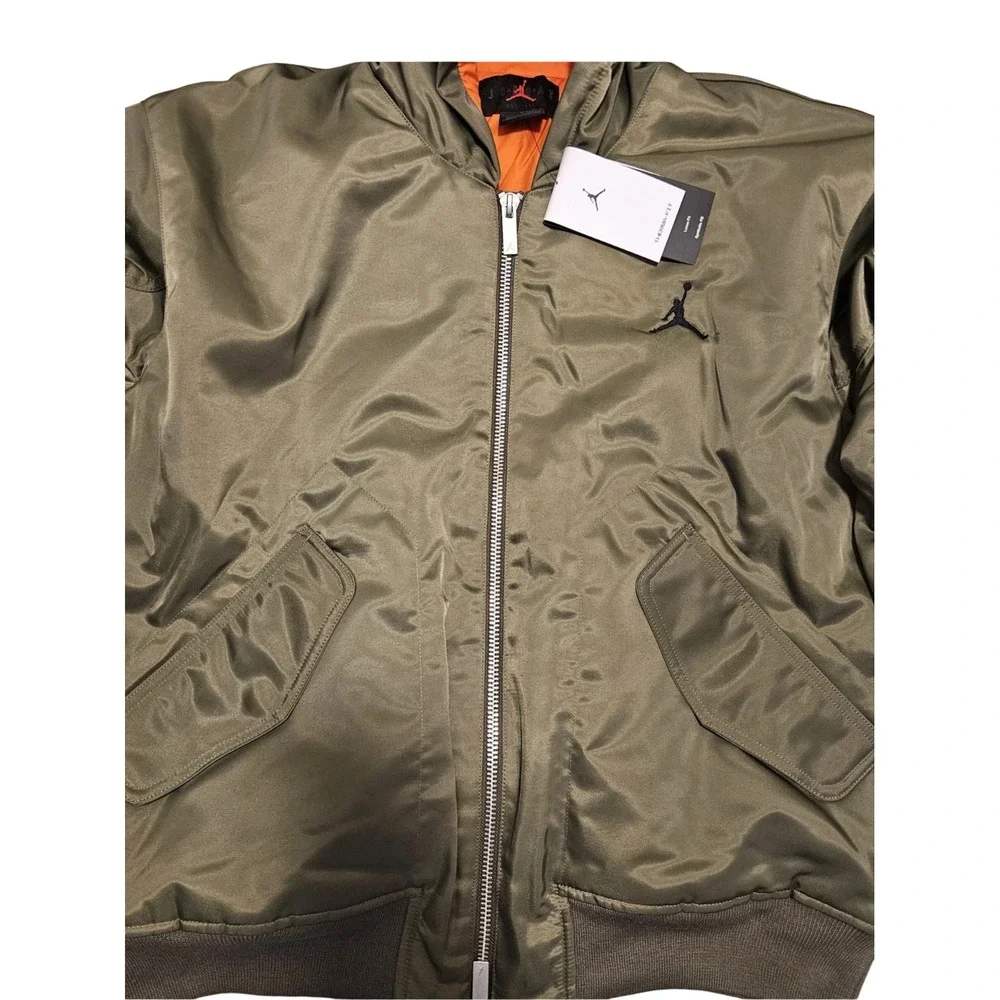 Jordan Bomber Jacket Mens Large Olive Green New Hooded Flight HV0540-222